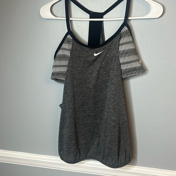 Women’s Nike Texture Stripe Layered Swim Tankini Top Size M - Picture 4 of 7